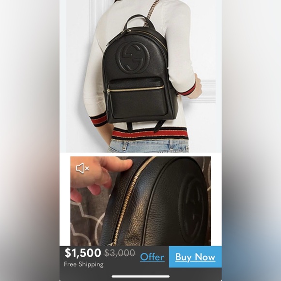 Gucci Red and Black Leather soho Backpack - authentic - Rank AB - Picture 9 of 11